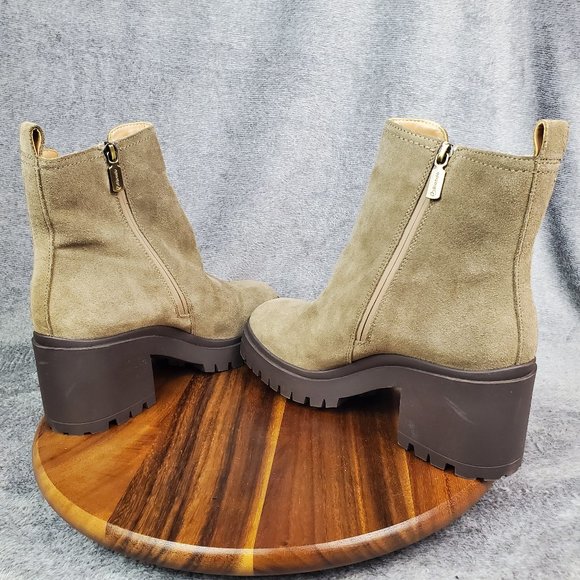 Blondo Boots Womens 11 M Beige Suede Leather Chelsea Side Zip Waterproof Booties - Picture 5 of 10